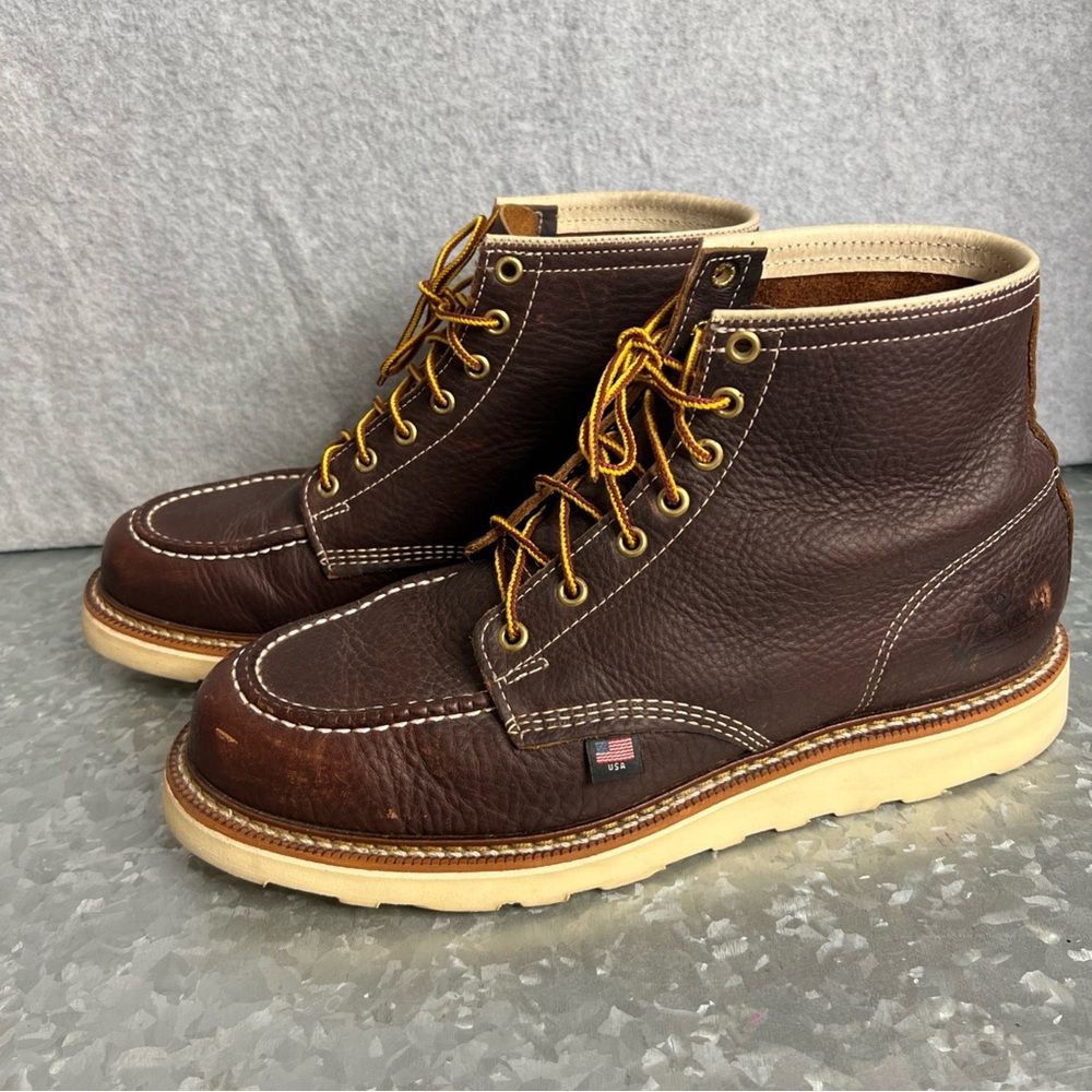 Thorogood American Heritage 6" Safety Toe Work Boot Max Wear Wedge Brown Leather - Picture 6 of 16